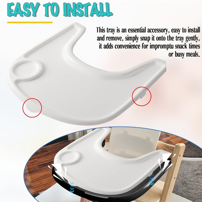 LuQiBabe High Chair Tray Cover Compatible with Stokke Tripp Trapp Chair with Cup Holder - Smooth Surface and Strong Suction - Made with Food-Safe Plastic (BPA BPS BPF Lead Phthalate Free) - White - Image 5